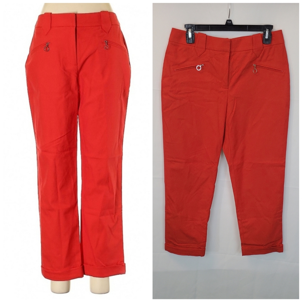❤️‍ VINTAGE Carlisle 80s Designer Bright Red Cuffed High Rise Crop Chinos Pants